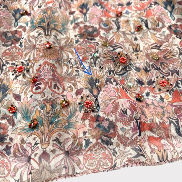 Zadig & Voltaire Taya Mousseline Mini Kaleido Floral Beaded Tunic Blouse Size S - Picture 8 of 16